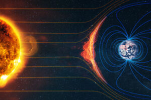 Sun flares toward planet earth